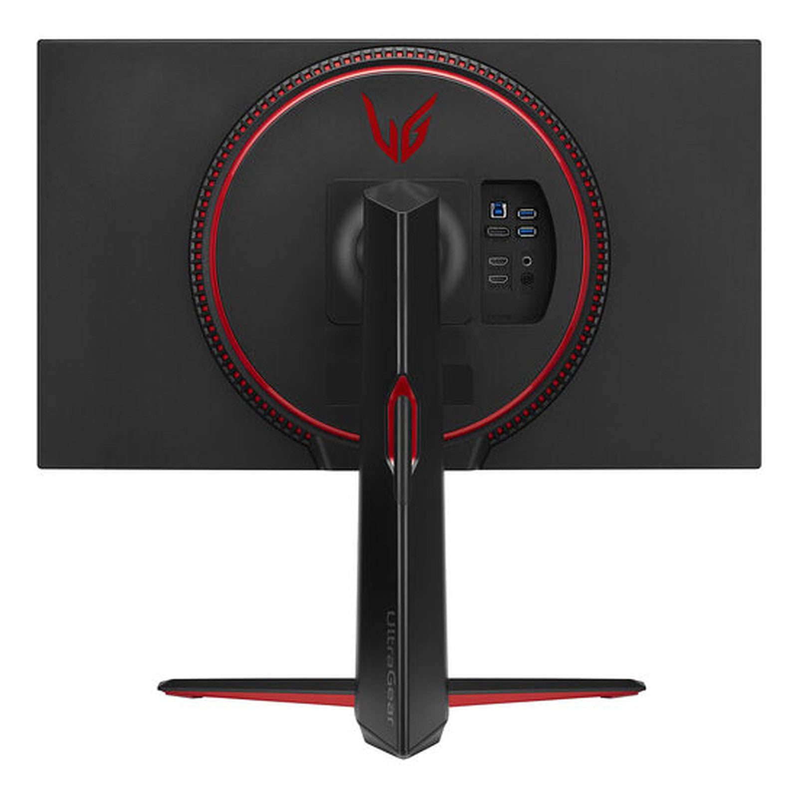 LG 27GP850P Gaming Monitor hátulnézetben, talpon.