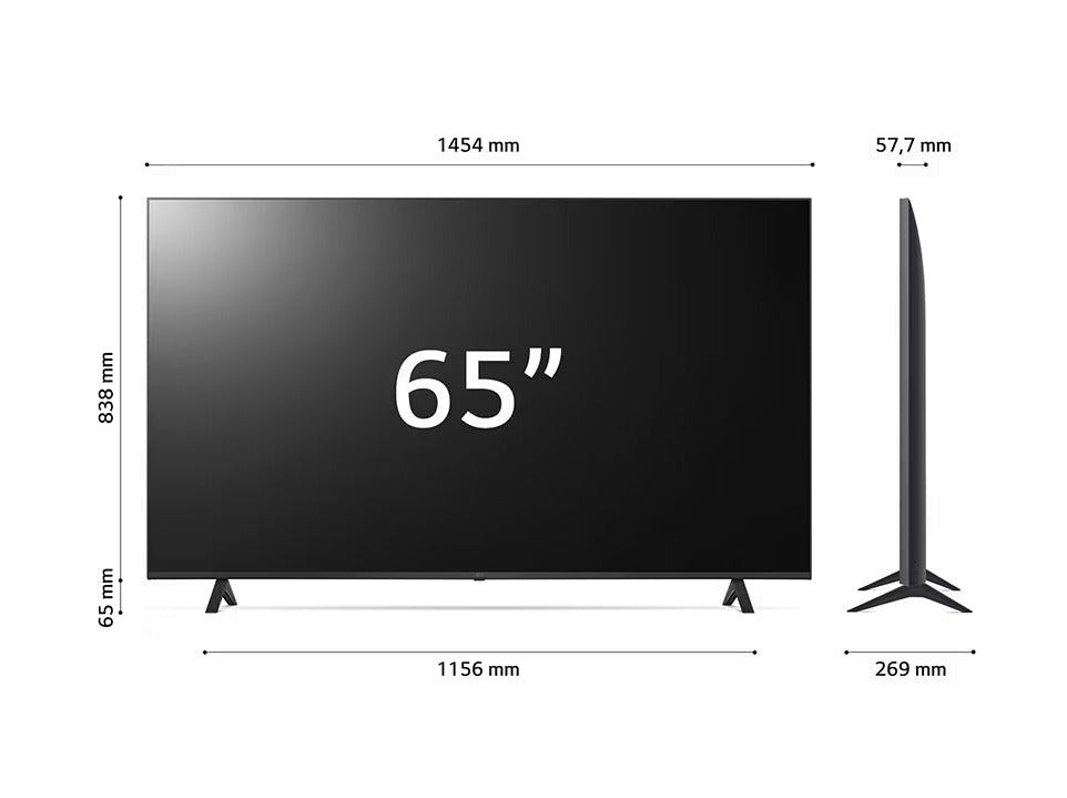 LG 65UR7800 4K Smart TV méretei.