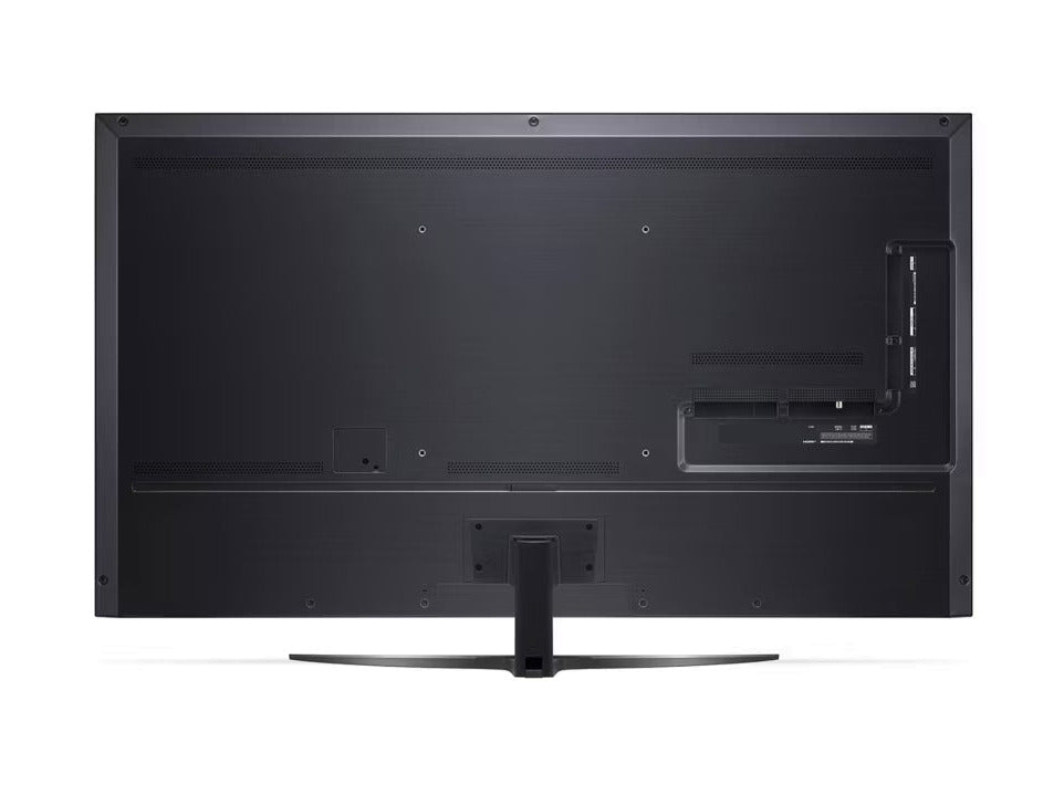 LG 86QNED863QA 4K MiniLED Gaming TV hátulnézetben, talpon.