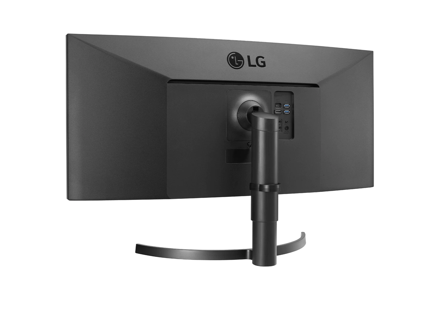 LG 35" Ívelt UltraWide 2K WQHD 100Hz FreeSync HDR VA Monitor hátulnézet enyhén balra fordítva, 35WN75C-B