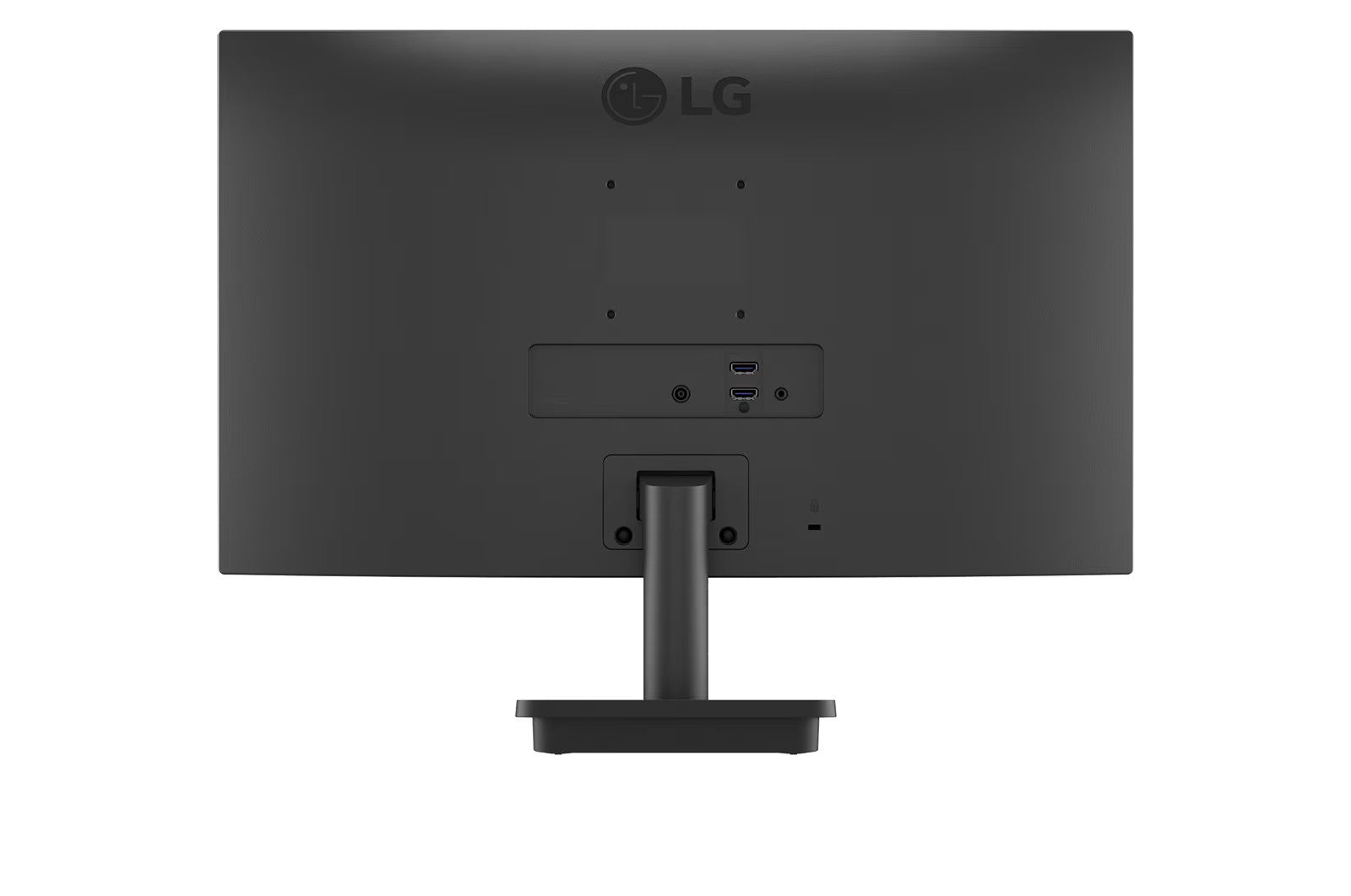 LG 24BA400-B Monitor hátulnézetben talpon.