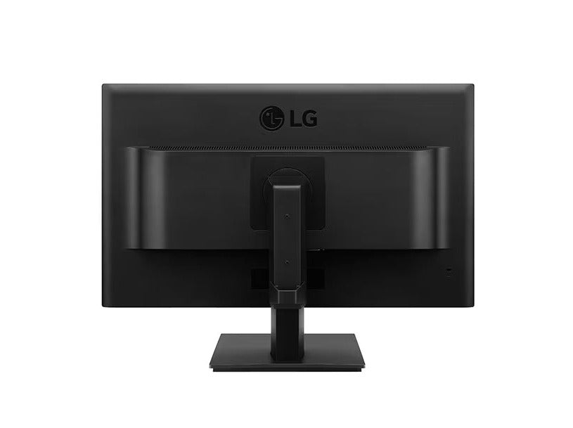LG 24BK550Y-B Monitor hátulnézetben, talpra szerelve.