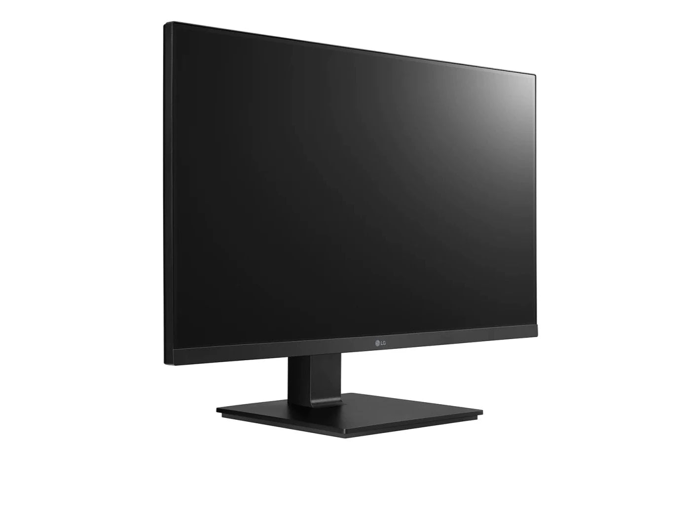 LG 24BL650C-B Monitor előlnézetben jobbra fordítva, talpra szerelve.