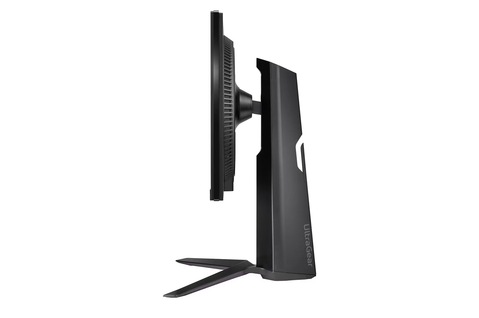 LG 24GS65F Monitor oldalnézetben, talpon.