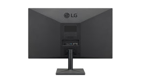 LG 24MK43HP-B Monitor hátulnézetben, talpon.