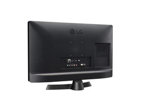 LG 24TN510S-PZ Smart TV Monitor hátulnézetben enyhén balra fordítva, talpon. 
