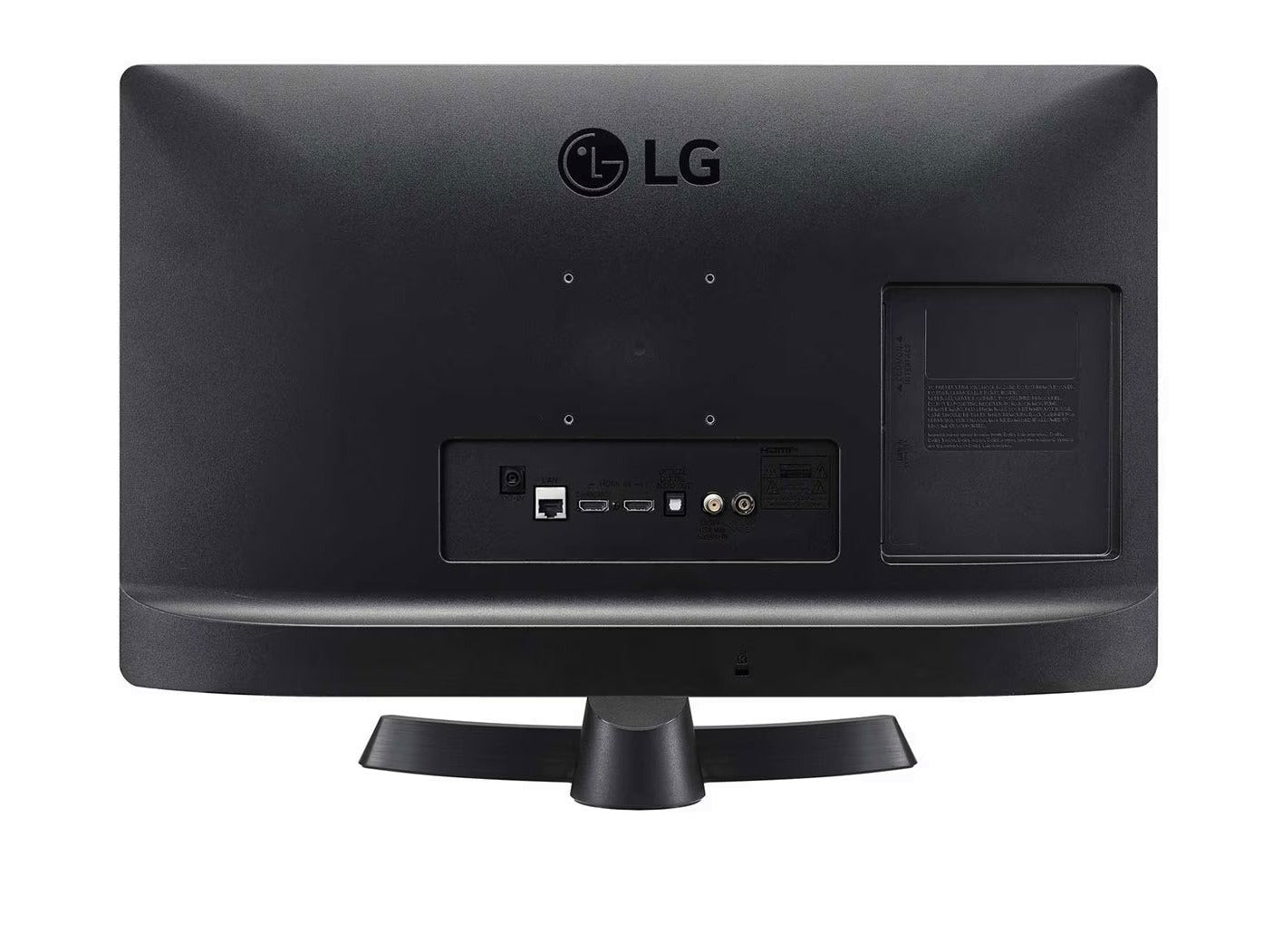 LG 24TQ510S-PZ Smart TV Monitor hátulnézetben talpon. 