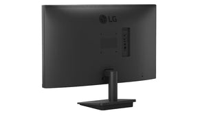 LG 25MS500-B Monitor hátulnézetben talpon, enyhén balra fordítva.