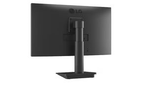 LG 25MS550-B Monitor hátulnézetben talpon, enyhén balra fordítva.