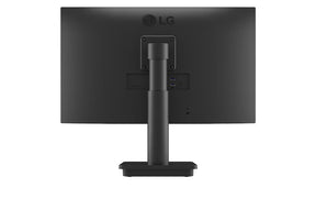 LG 25MS550-B Monitor hátullnézetben, talpon.