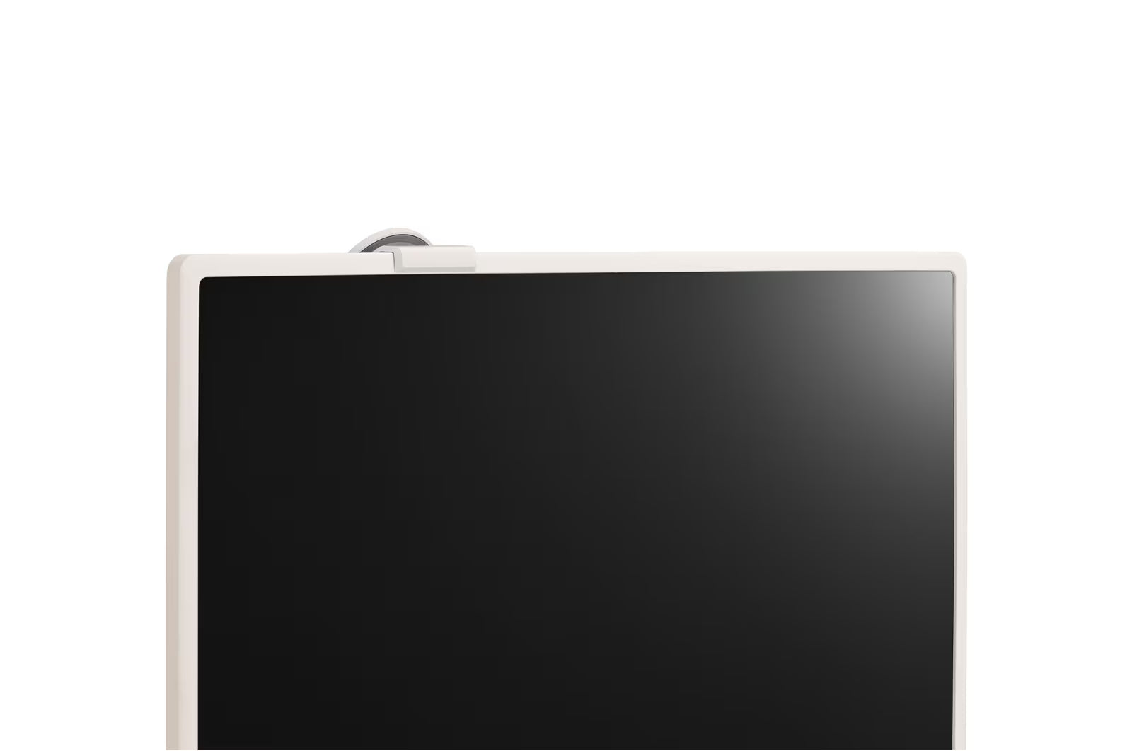 LG 27ART10AKPL Monitor előlnézetben, felfogató karral, közelről.