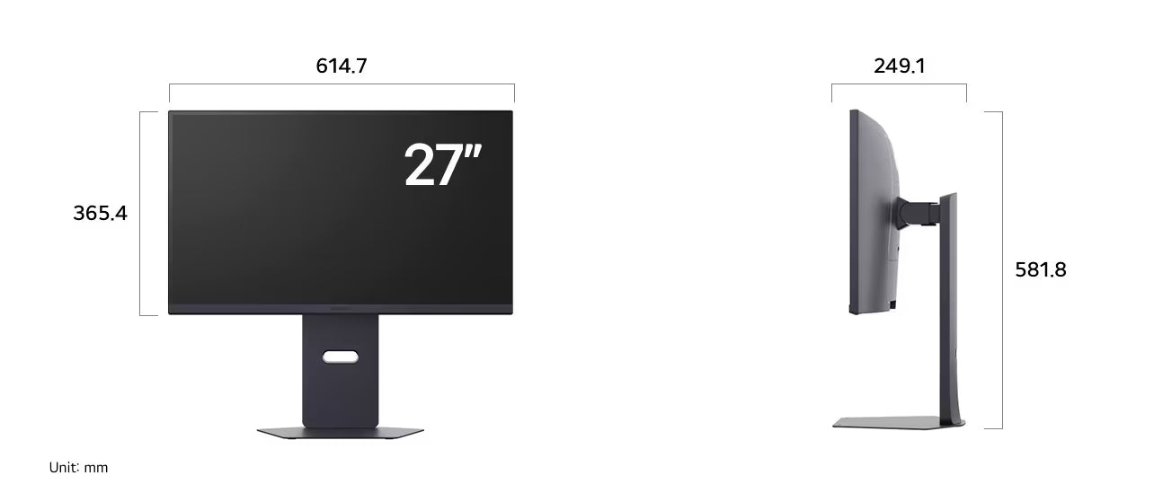 LG 27G850A-B Monitor méretei mm-ben.