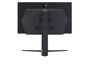 LG 27GR95QE UltraGear OLED monitor hátulnézetben talpon.