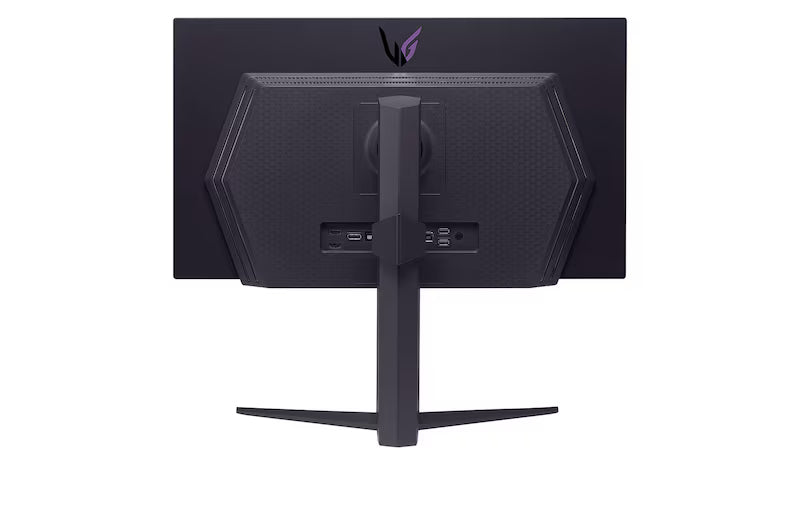 LG 27GS93QE-B Monitor hátulnézetben talpon.