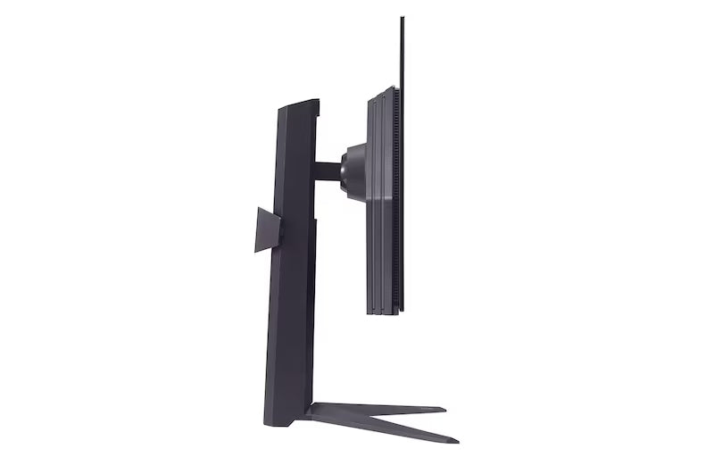 LG 27GS93QE-B Monitor oldalnézetben talpon.