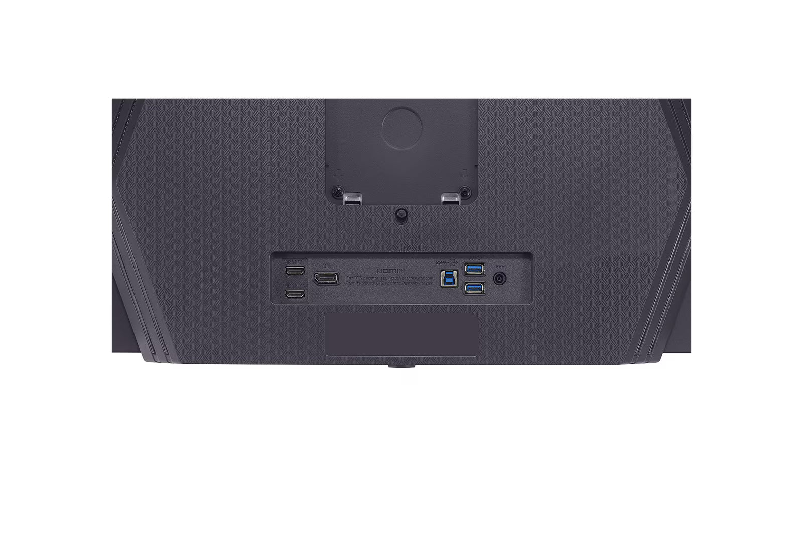 LG 27GX790A-B Monitor hátlapi csatlakozói és vesa pontja.