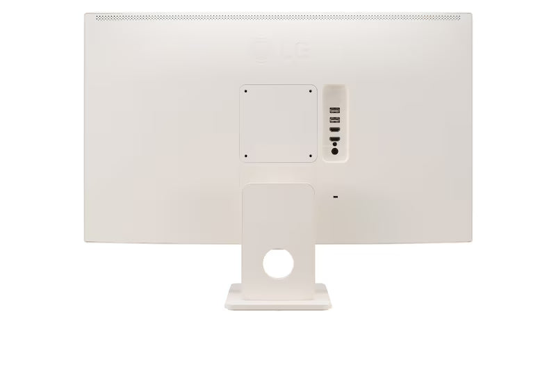 LG 27U511SA-W monitor hátulnézetben, talpon.