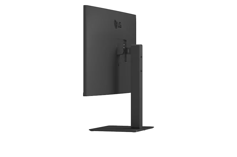 LG 27U730A-B Monitor oldalnézetben talpon, enyhén balra fordítva.