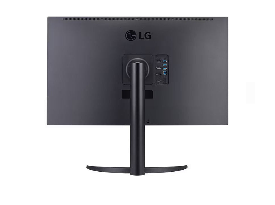 LG 32EP950-B 4K OLED Monitor hátulnézetben, talpon.