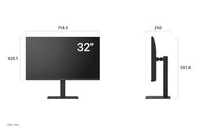 LG 32U720A-B Monitor méretei mm-ben.