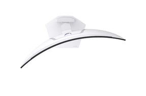 LG 34GX90SA-W monitor felülnézetben talpon, swivel módban jobbra fordítva.