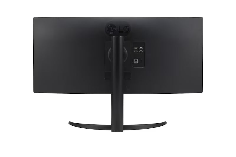 LG 34SR65QC-B Monitor hátulnézetben talpon.