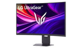 LG 37G800A-B Monitor előlnézetben talpon, enyhén balra fordítva. A kijelzőn pirosas kék absztrtakt ábra és ultragear logó.