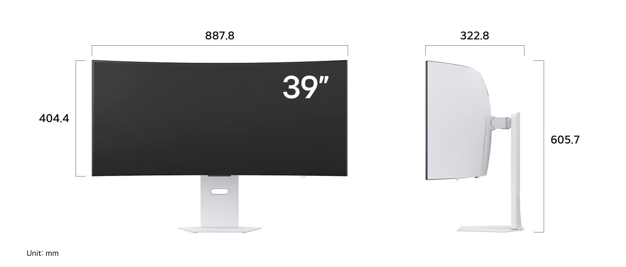 LG 39GX90SA-W monitor méretei mm-ben.