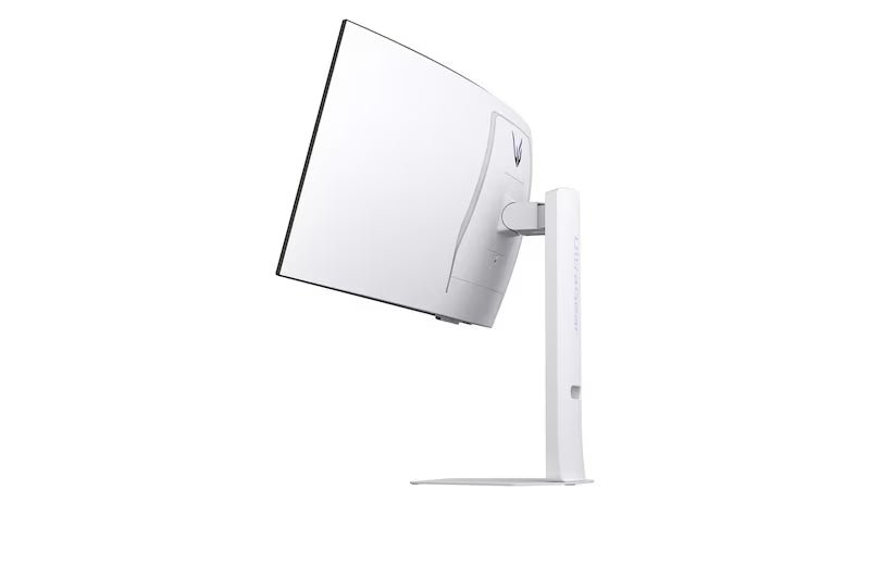 LG 39GX90SA-W monitor oldalnézetben talpon, felfelé néző panellel.