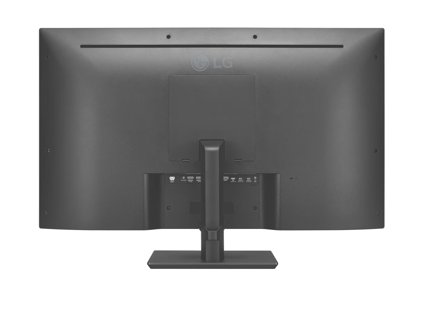 LG 43BN70U-B 4K IPS Monitor hátulnézetben, talpra szerelve.