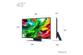 LG 43QNED86A televízió méretei mm-ben.