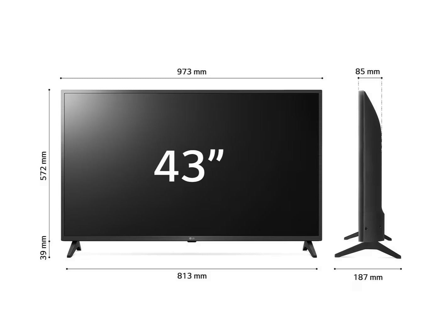 LG 43UQ7500 4K Smart TV méretek.