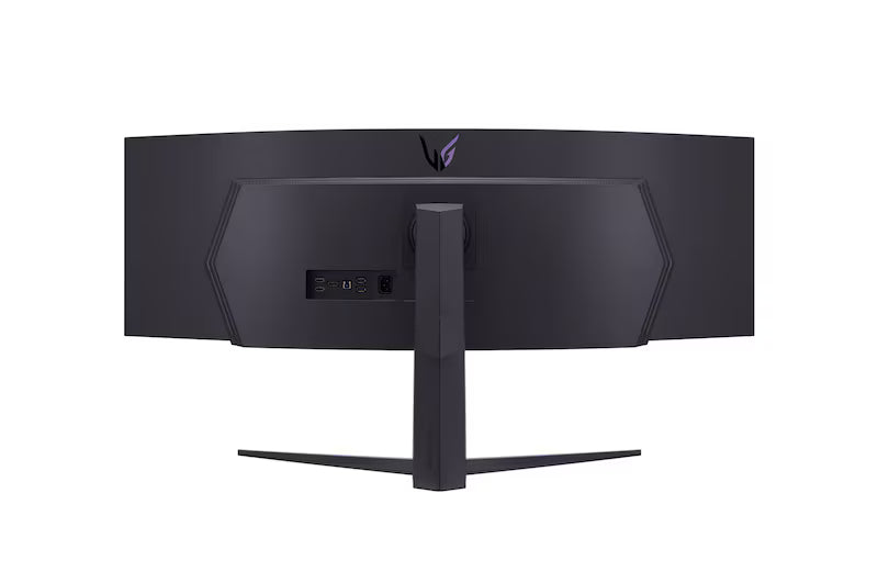 LG 49GR85DC-B Monitor hátulnézetben talpon.