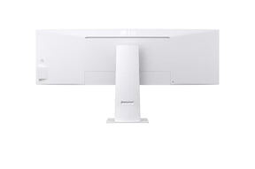 LG 49U950A-W Monitor hátulnézetben, talpon.