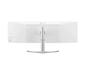 LG 49WQ95C-W UltraWide 32:9 monitor hátulnézetben talpon.