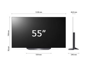 Az LG 55B3 oled evo televízió méretek.