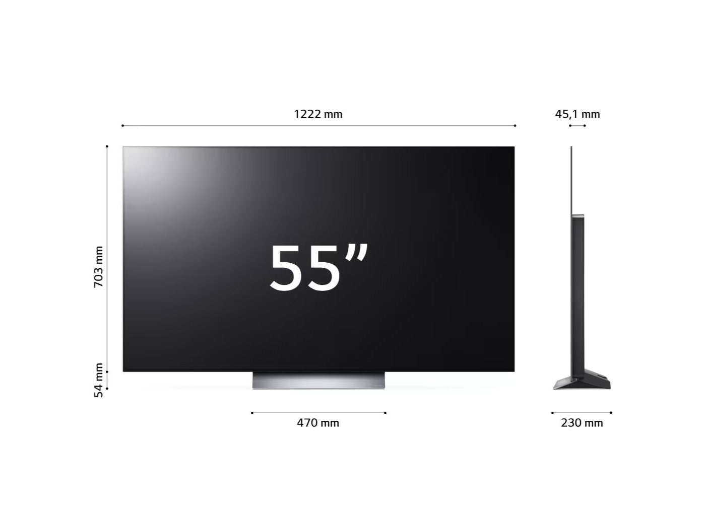 LG 55C3 oled evo televízió méretek.