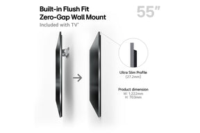 LG 55G5 OLED Televízió fali konzolos változat méretei mm-ben.