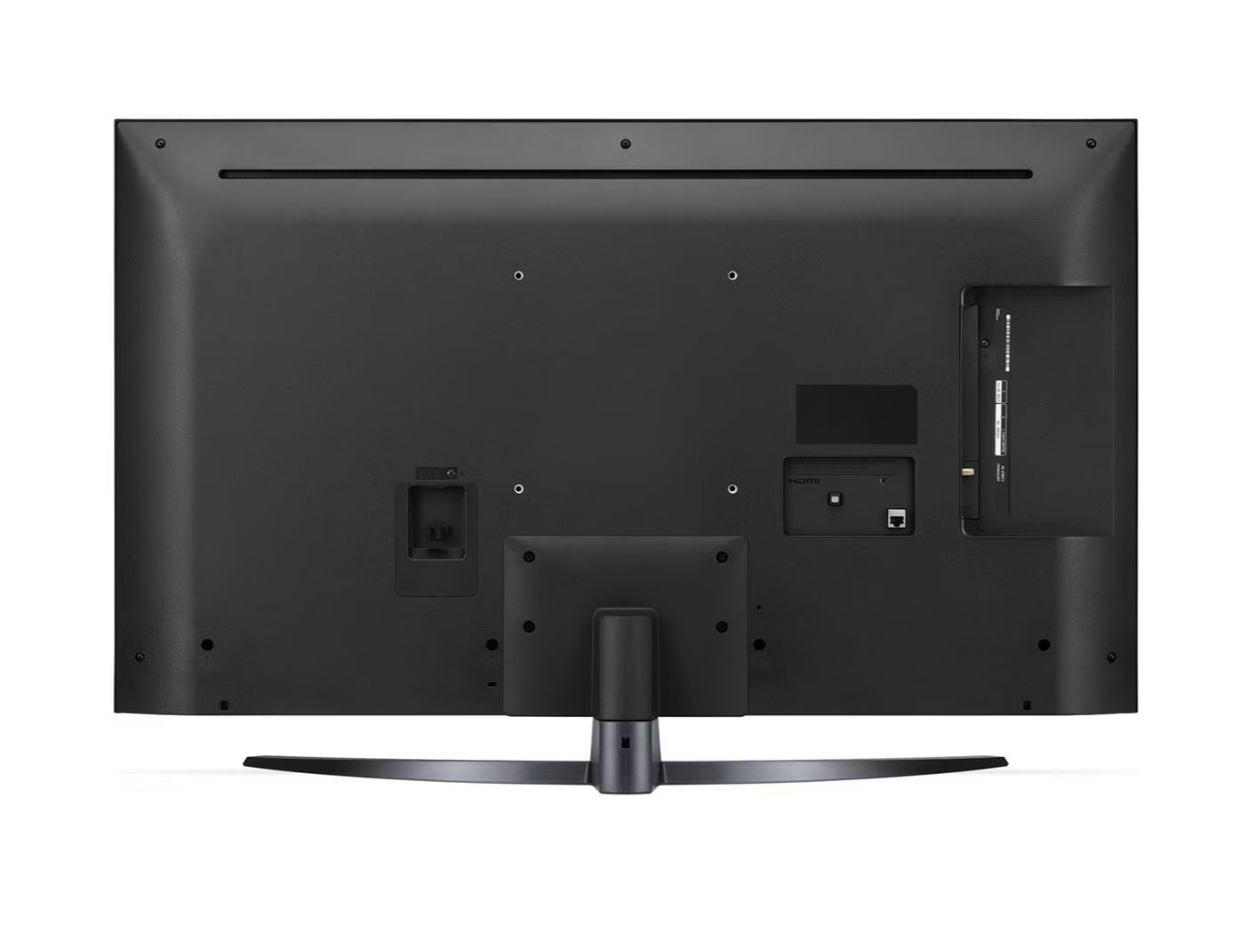 LG 55UP7800 4K Smart TV hátulnézetben, talpon.