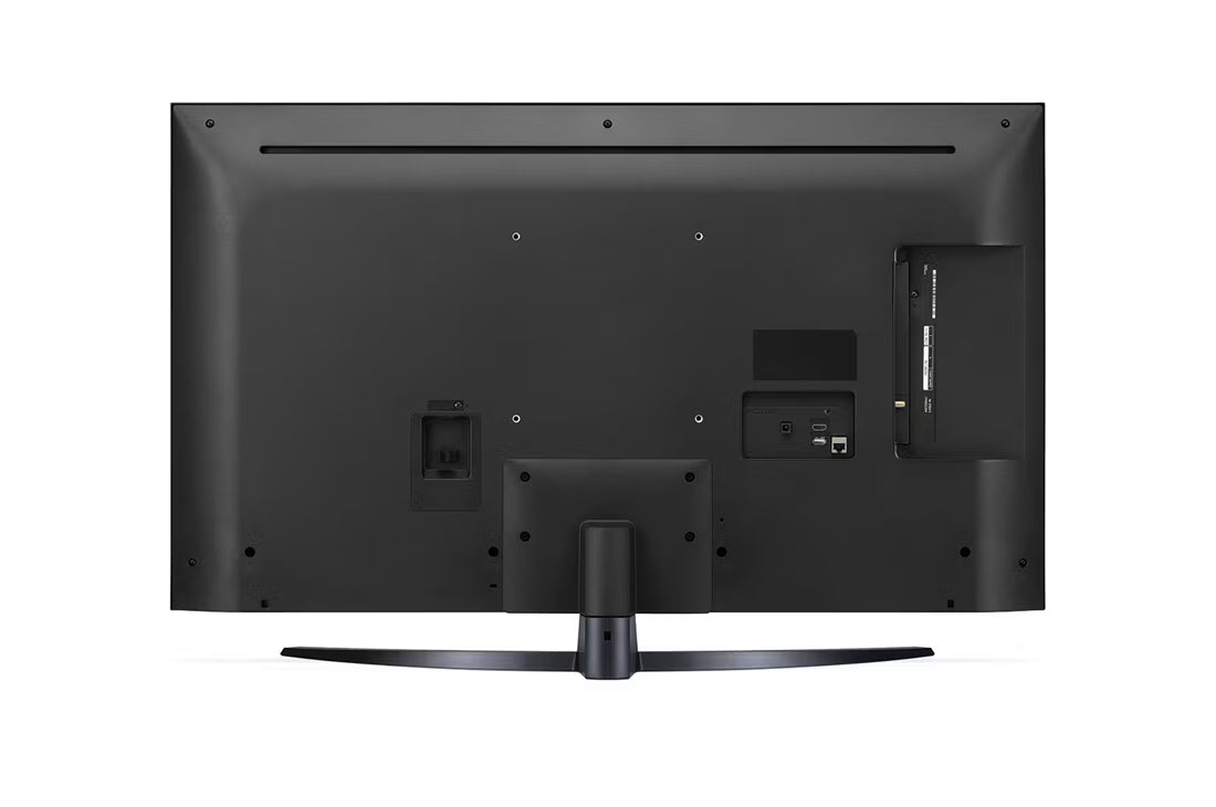 LG 55UQ9100 4K Smart TV hátulnézetben, talpon.