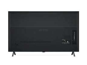 LG 65A2 OLED televízió hátulnézetben talpon.
