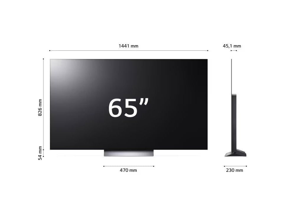 LG 65C3 oled evo televízió méretek.