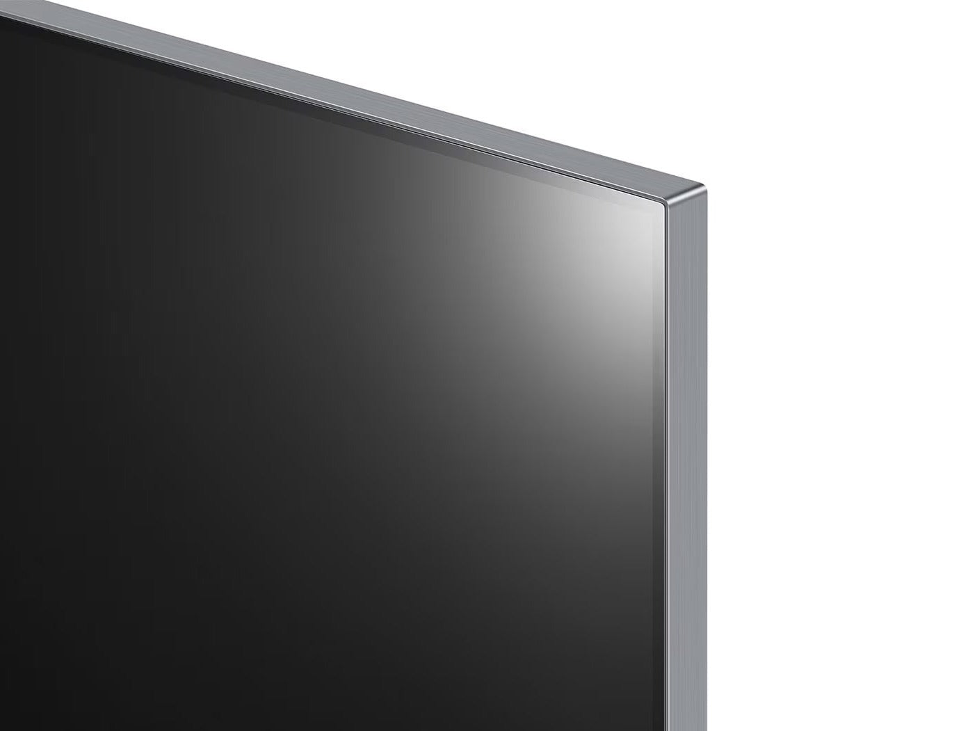 LG 65G2 OLED evo televízió jobb felső keretre ráközelítve.