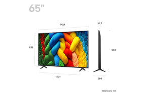 LG 65NANO80A televízió méretei mm-ben.