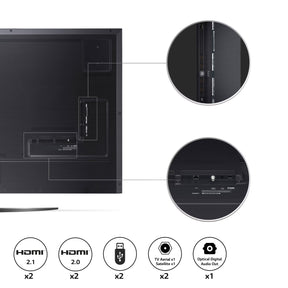 LG 65QNED813QA 4K MiniLED Gaming TV csatlakozók.