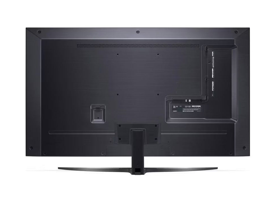 LG 65QNED813QA 4K MiniLED Gaming TV hátulnézetben, talpon.