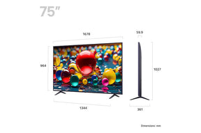 LG 75UA7400 Smart TV méretei mm-ben.