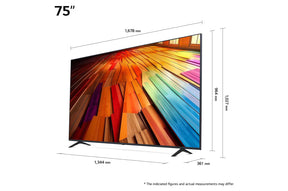 LG 75UT8000 Smart televízió méretei mm-ben.