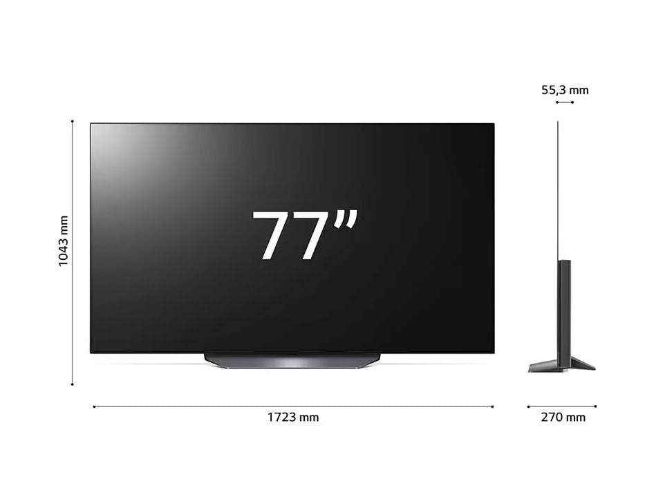 LG 77B2 OLED televízió méretek.