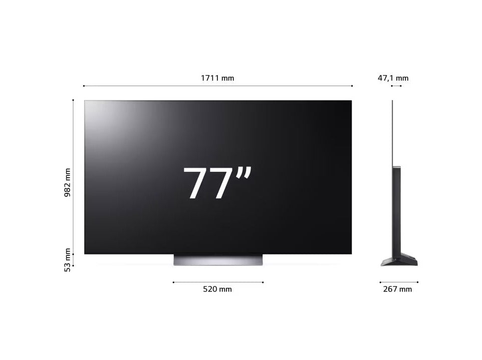 LG 77C3 oled evo televízió méretek.